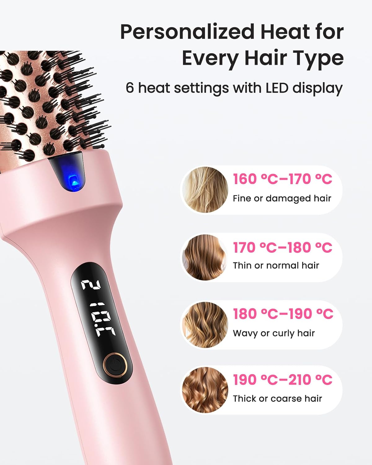 Thumbnail 5 de Haokoo 38mm Thermal Brush for Blowout Volume & Smooth Hair – Ionic Anti-Frizz Heated Brush