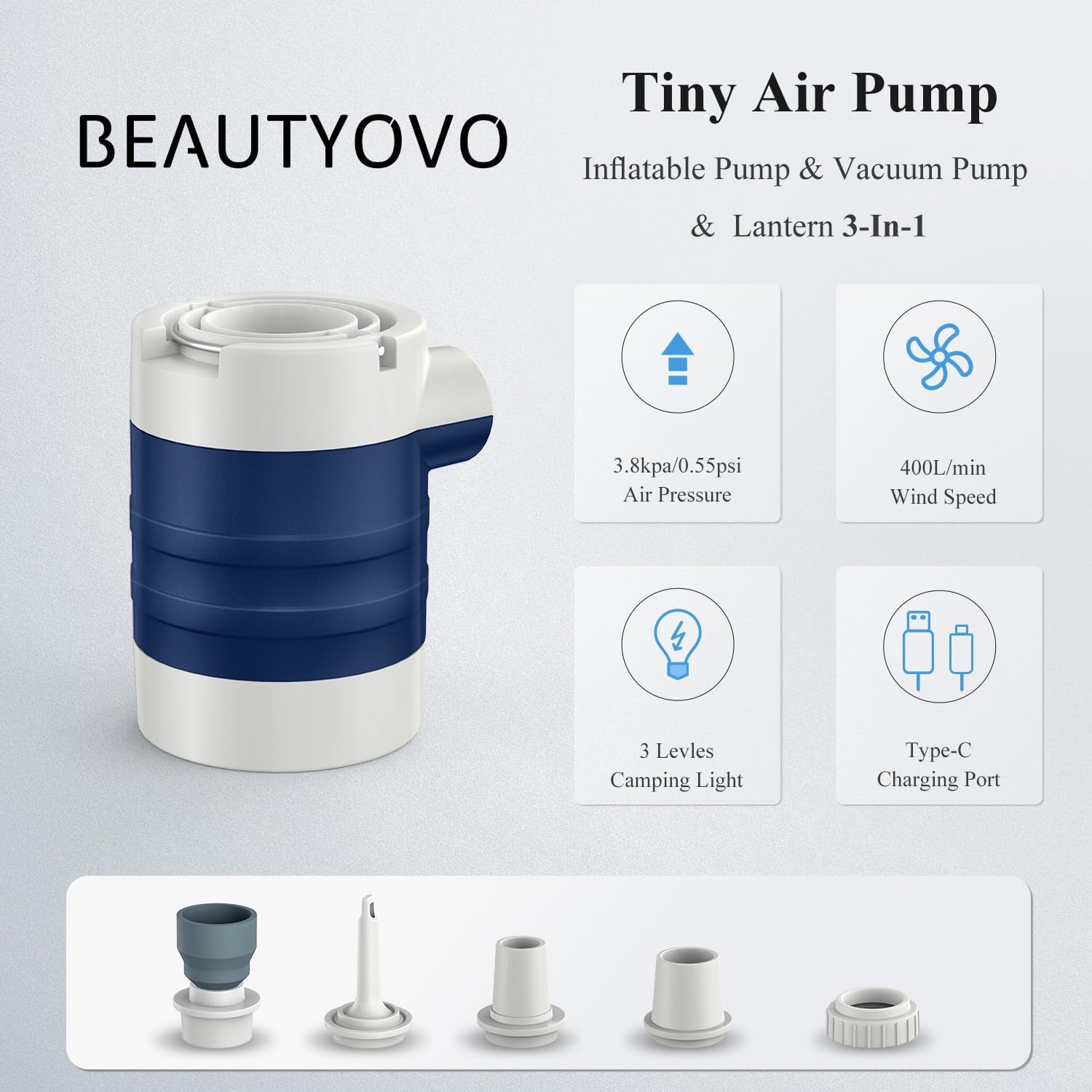 Thumbnail 1 de Beautyovo 2026 3-in-1 Portable Electric Pump: Inflate, Deflate, and Illuminate