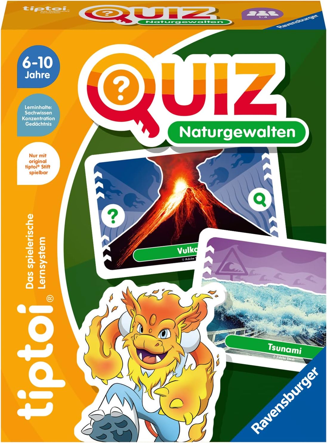 Detalle de Ravensburger tiptoi Quiz Naturgewalten (00167) – Lern-Quizspiel ab 6 Jahren für 1–4 Spieler