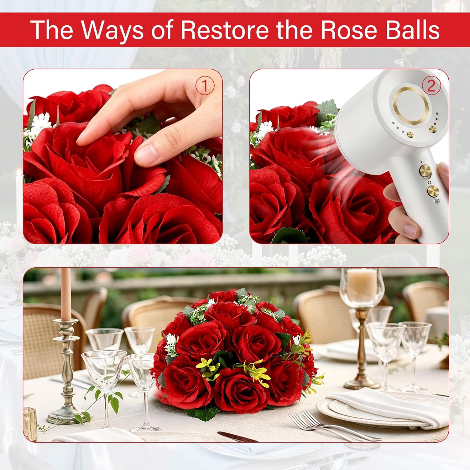 Detalle 2 de SEKNHOP Rose Flower Balls