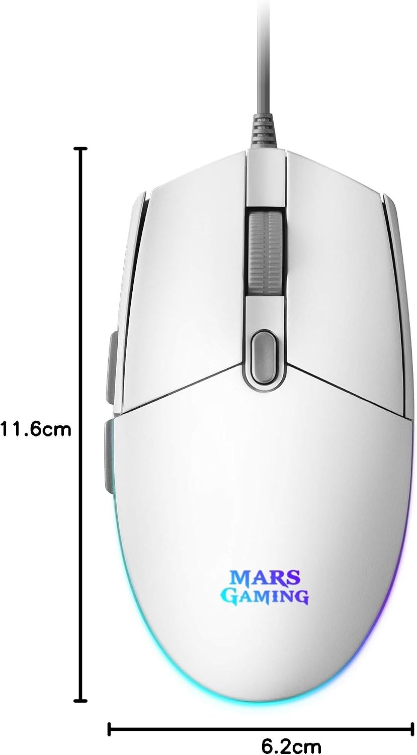 Thumbnail 6 de Mars Gaming MMGW Souris Gamer Blanche RGB Flow 3200 DPI, anti-dérapant, switches HUANO