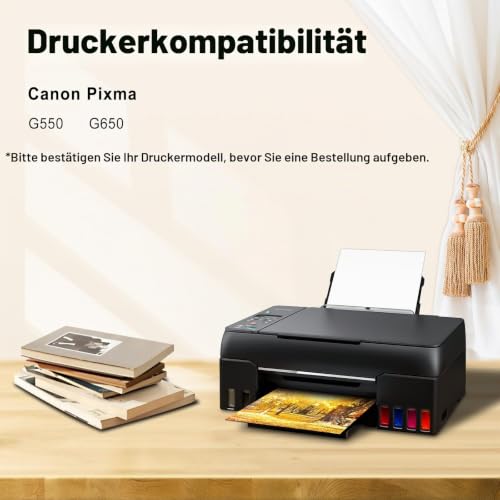 Detalle de Miss Deer GI-53 Nachfülltinte 6er-Pack für Canon G550/G650 – Schwarz, Cyan, Magenta, Gelb, Rot und Grau