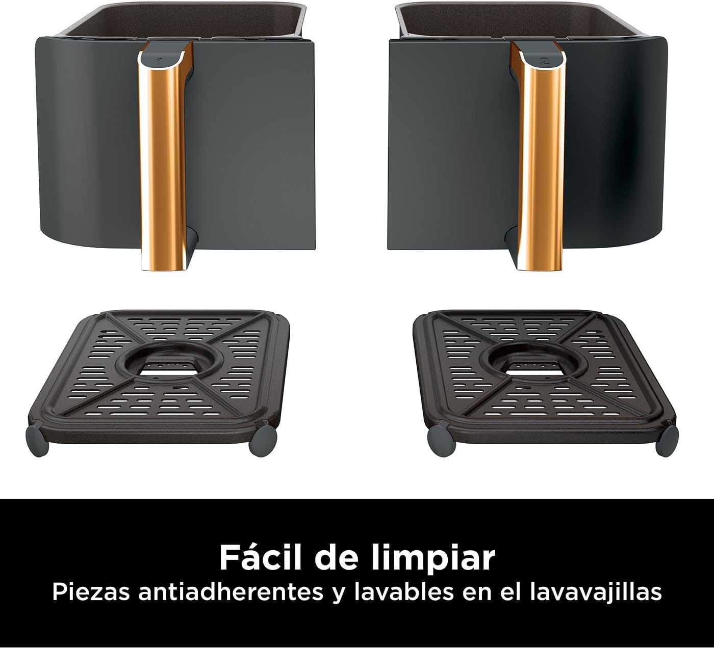Detalle 2 de Ninja Foodi MAX Freidora Doble 9,6L 🍟 6 en 1 Sin Aceite