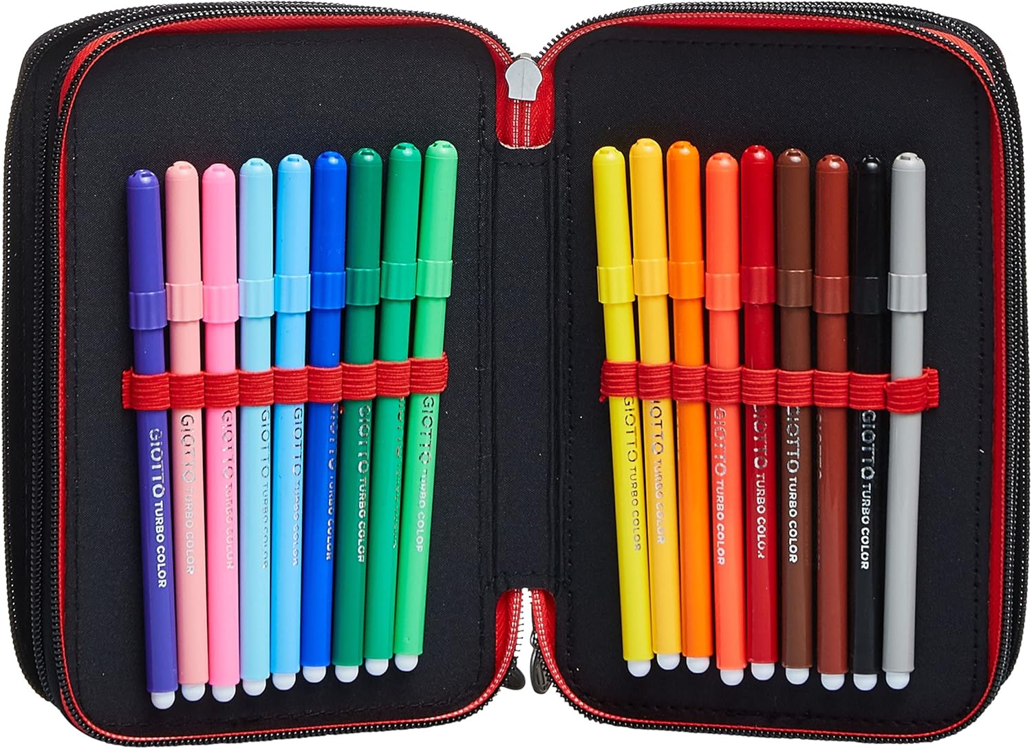 Thumbnail 2 de Seven Milan Winners Club: Étui tricolore 3 compartiments - Rouge et Noir, complet avec stylos et crayons