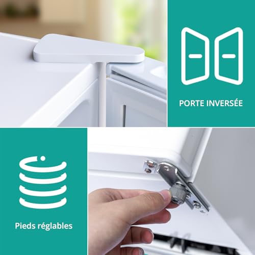 Detalle de SMETA Petit Frigo 46L, Mini Frigo Silencieux 220V avec Porte Réversible et Thermostat Réglable