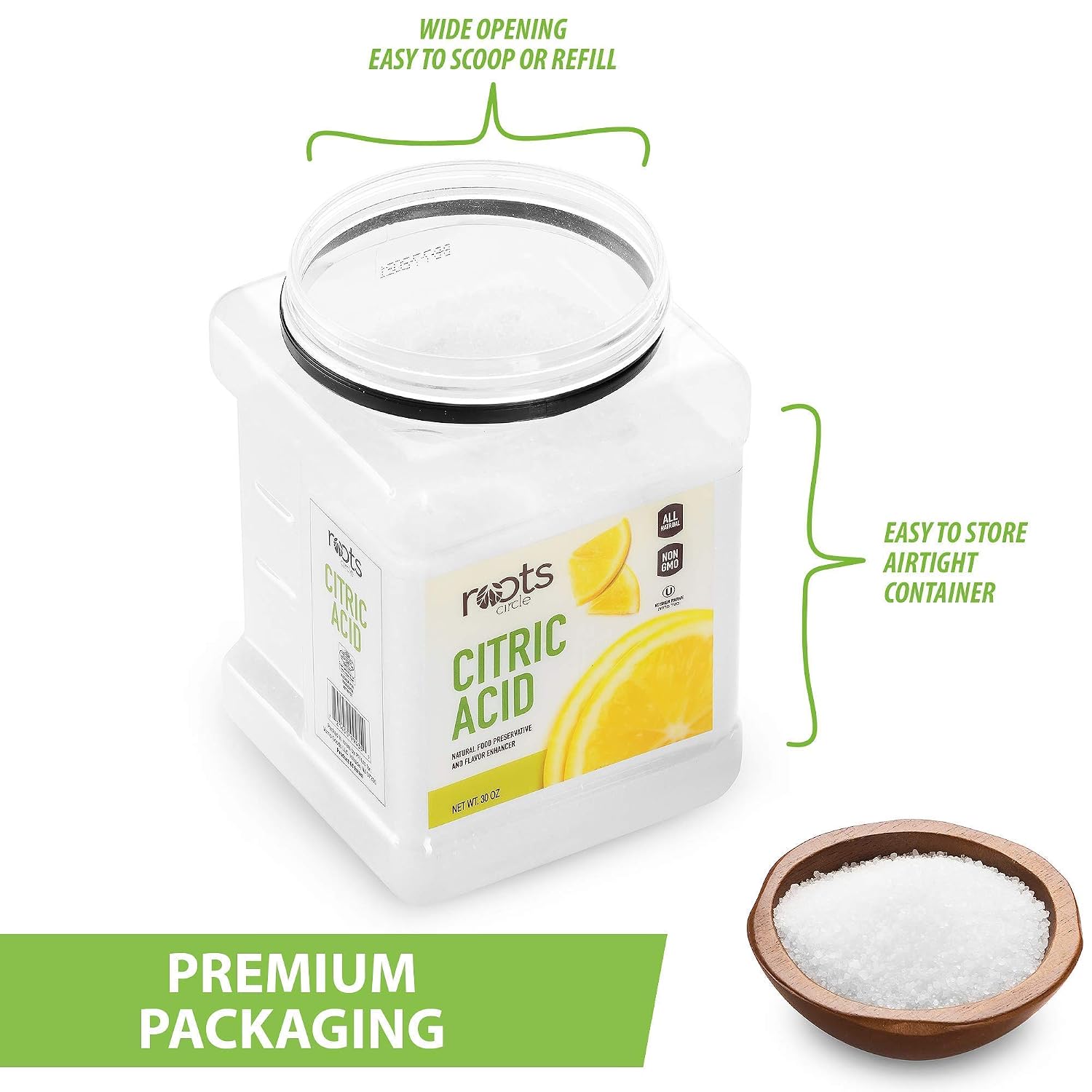 Detalle 1 de Roots Circle Citric Acid, 1.88 lb, Food-Grade, Kosher for Passover