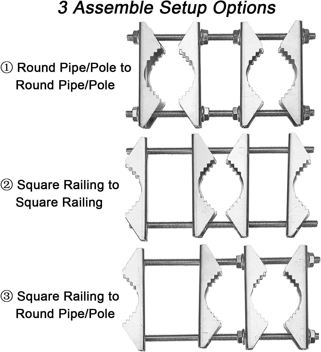 Thumbnail 1 de Wdwlbsm 2 Pack Double Antenna Mast Clamp V Jaw Block Kit with 5.5" Bolts & 3 Setup Options