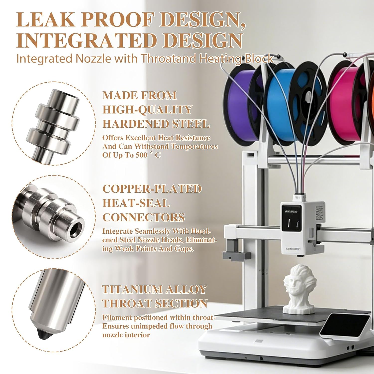 Detalle de INQUIRLLY 0,4 mm härdade stålmunstycken för Anycubic Kobra X, 3-pack