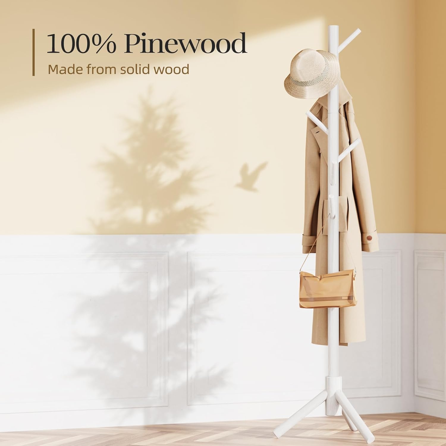 Thumbnail 3 de Pipishell porte-manteau en bois réglable en hauteur avec 8 crochets (blanc)