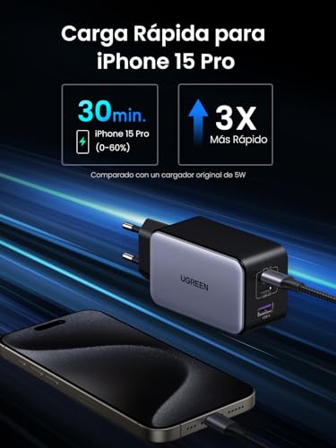 Thumbnail 7 de UGREEN Nexode 100W: cargador USB-C GaN con 3 puertos para cargar portátil, móvil y tablet al mismo tiempo