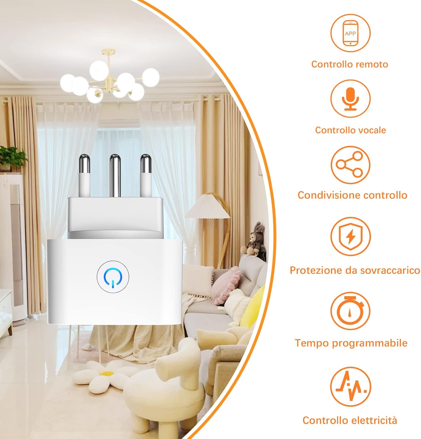 Thumbnail 1 de Presa WiFi Italiana 16A 3680W con monitoraggio energetico intelligente e timer (2 pezzi) compatibile con Alexa & Google Home