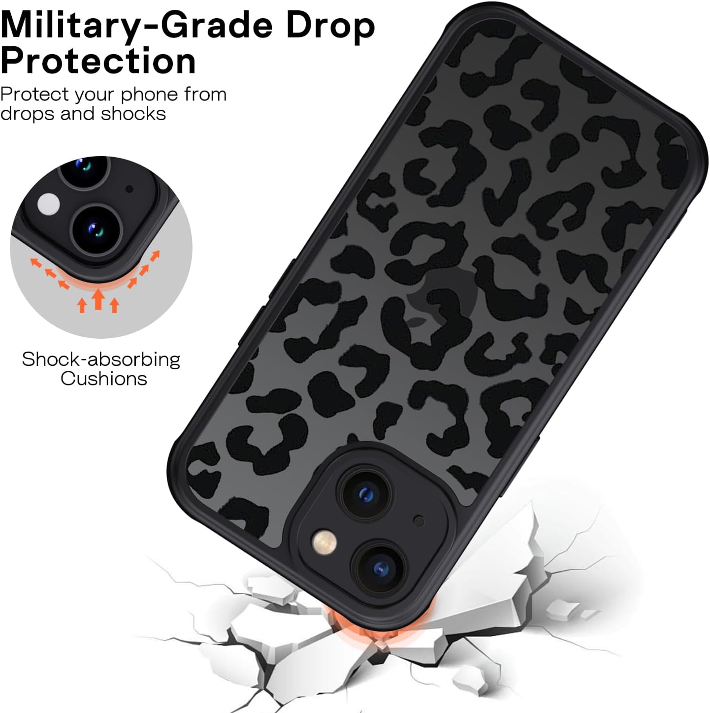 Detalle 2 de XTCASE Coque iPhone 14 Motif Léopard Noir