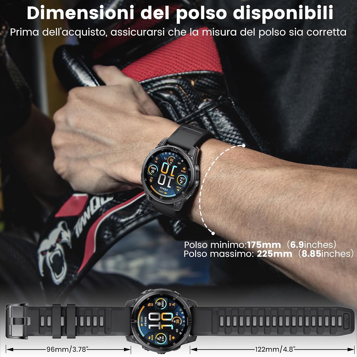 Detalle de ANBEST Cinturino Quick-fit 22mm per Garmin Fenix 7/6/5/8 e modelli compatibili: stile, comfort e praticità
