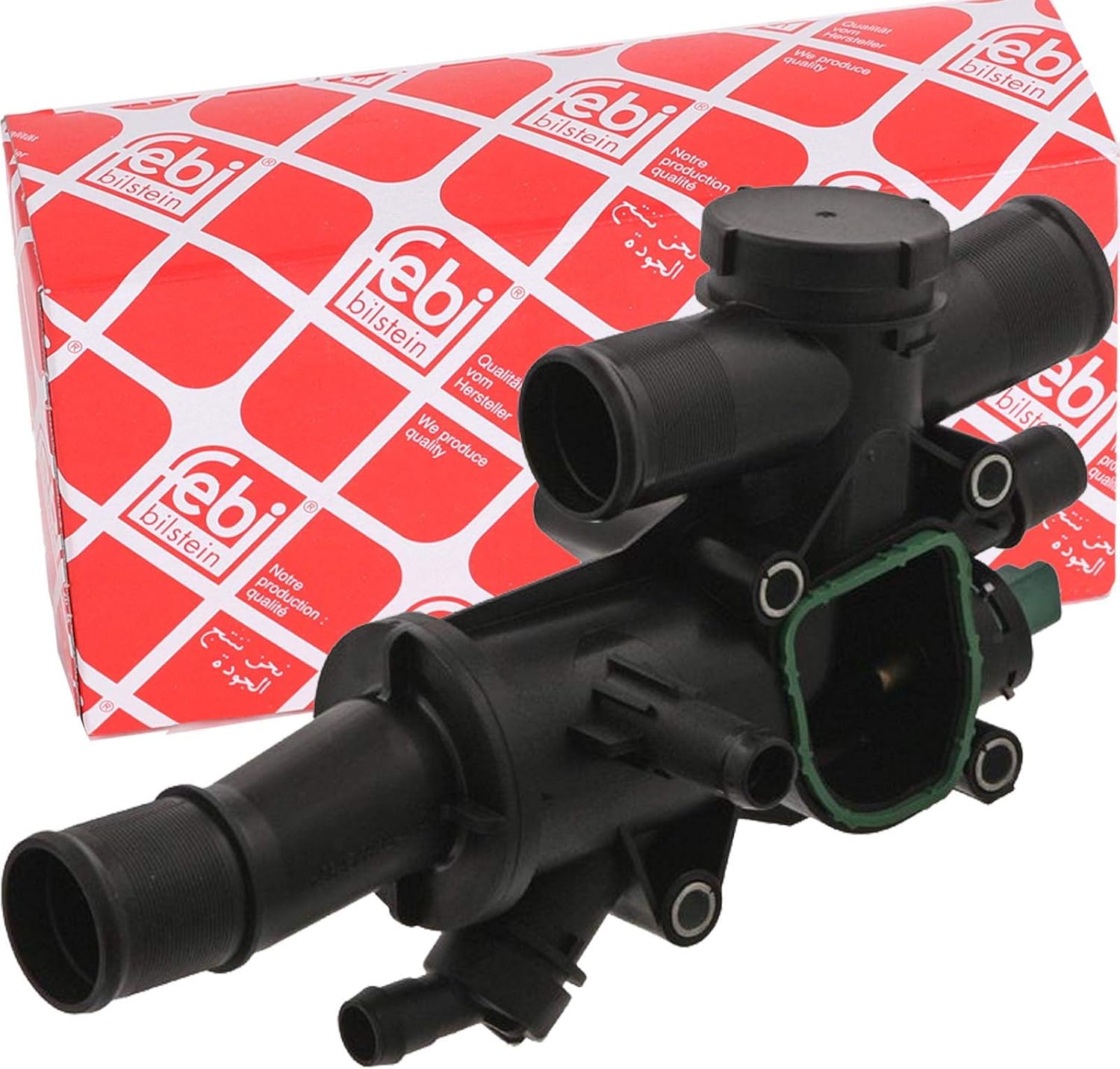 Detalle de Febi-Bilstein 36180 thermostaat voor koelvloeistof, kunststof, 2 aansluitingen, 83 °C