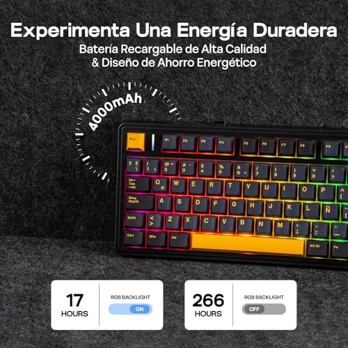 Thumbnail 5 de EPOMAKER Aula F75 ISO-ES inalámbrico 75% gaming mecánico con Hot-Swap y RGB (Negro Cool)
