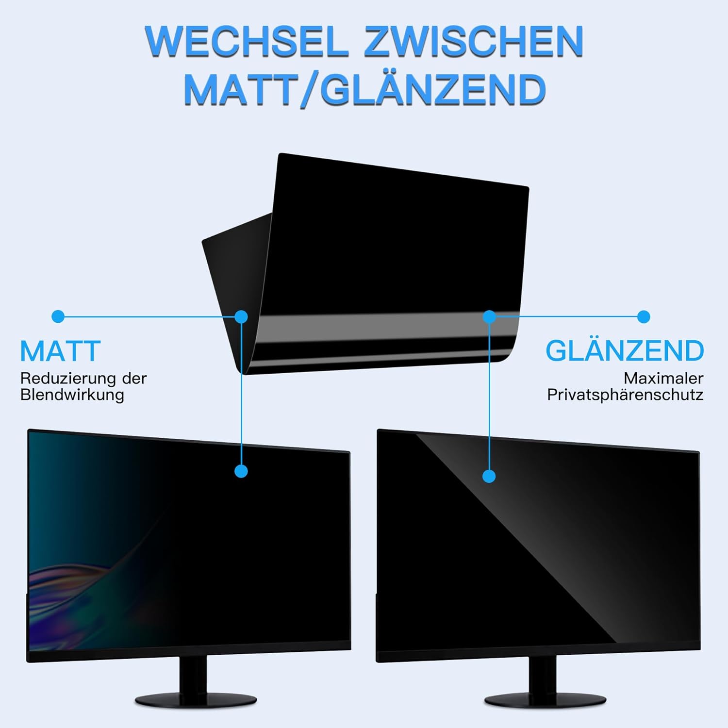Detalle 2 de ZOEGAA Blickschutzfolie 24 Zoll 16:9 für Monitor (Anti-Blaulicht) – abnehmbarer Privacy Screen