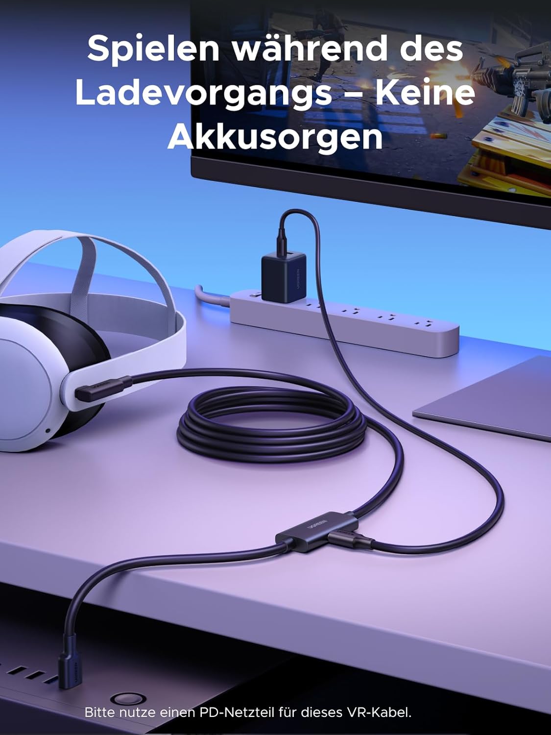 Thumbnail 5 de UGREEN Link-Kabel mit Ladefunktion (18W, 5m) für Meta Quest 3/3S & Quest 2/Pro – USB 3.0 A auf USB‑C VR‑Kabel