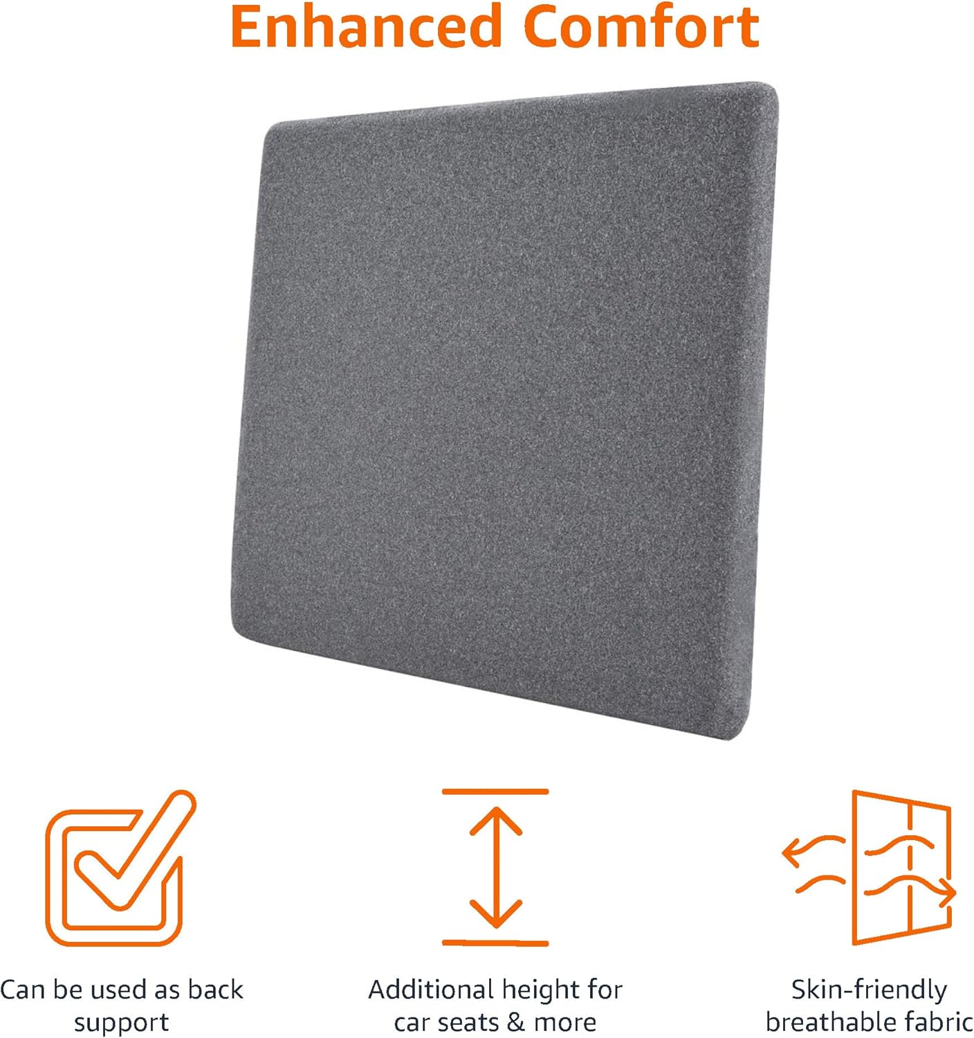 Thumbnail 2 de Amazon Basics Memory Foam Seat Cushion - Gray, Square (37.6 x 38 cm)