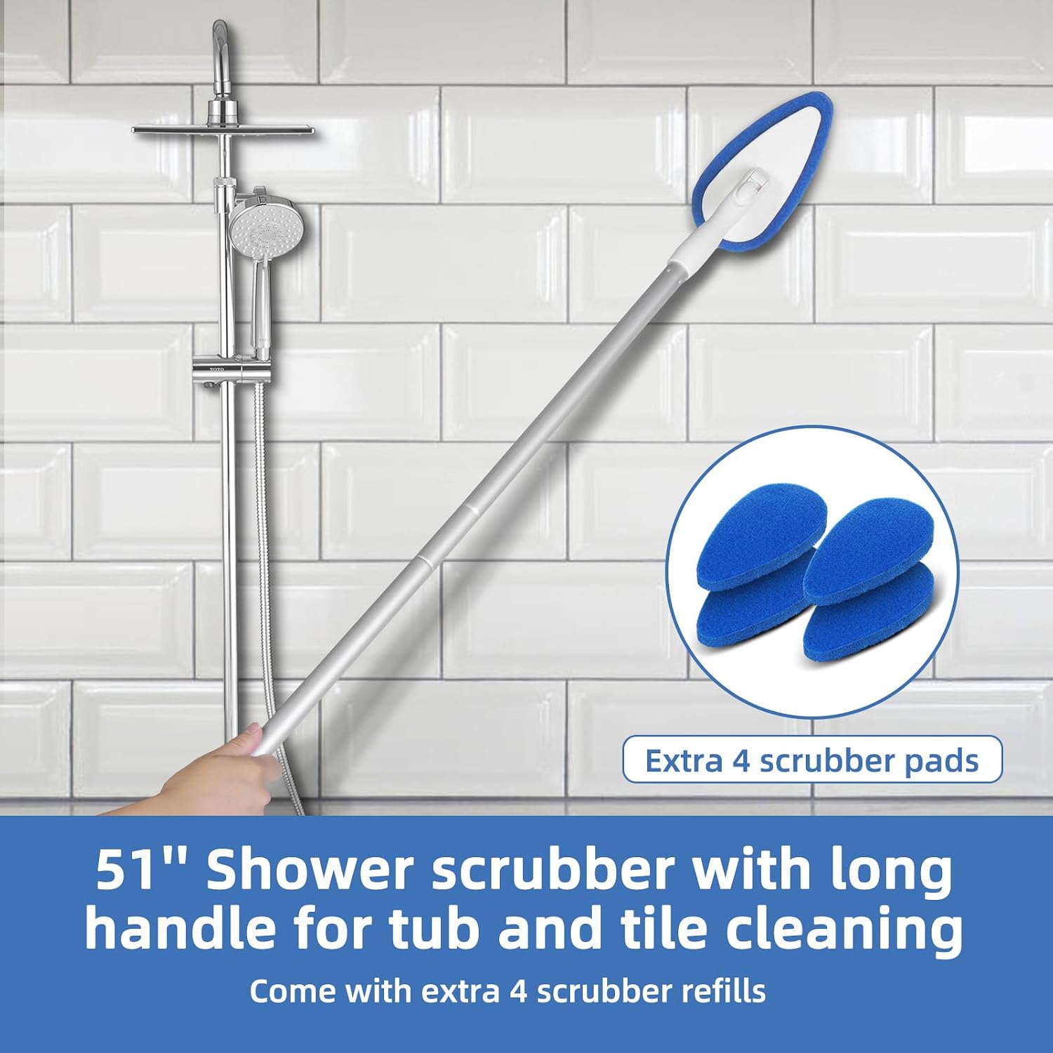 Detalle 2 de Qaestfy 51in Shower Scrubber with Long Handle