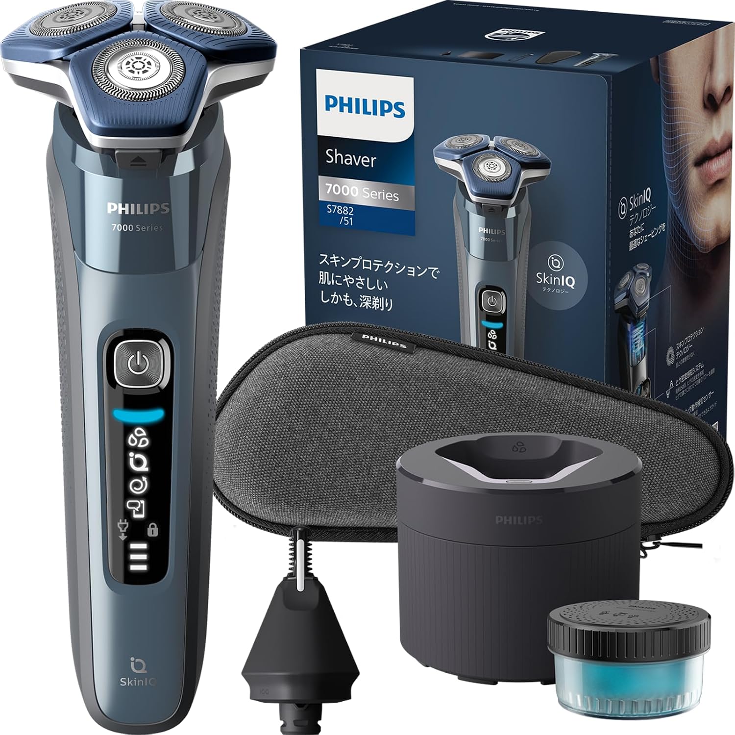 Detalle de フィリップス 7000シリーズ S7882/51 回転式電動シェーバー 45枚刃・SkinIQ・お風呂剃り対応、洗浄機付き