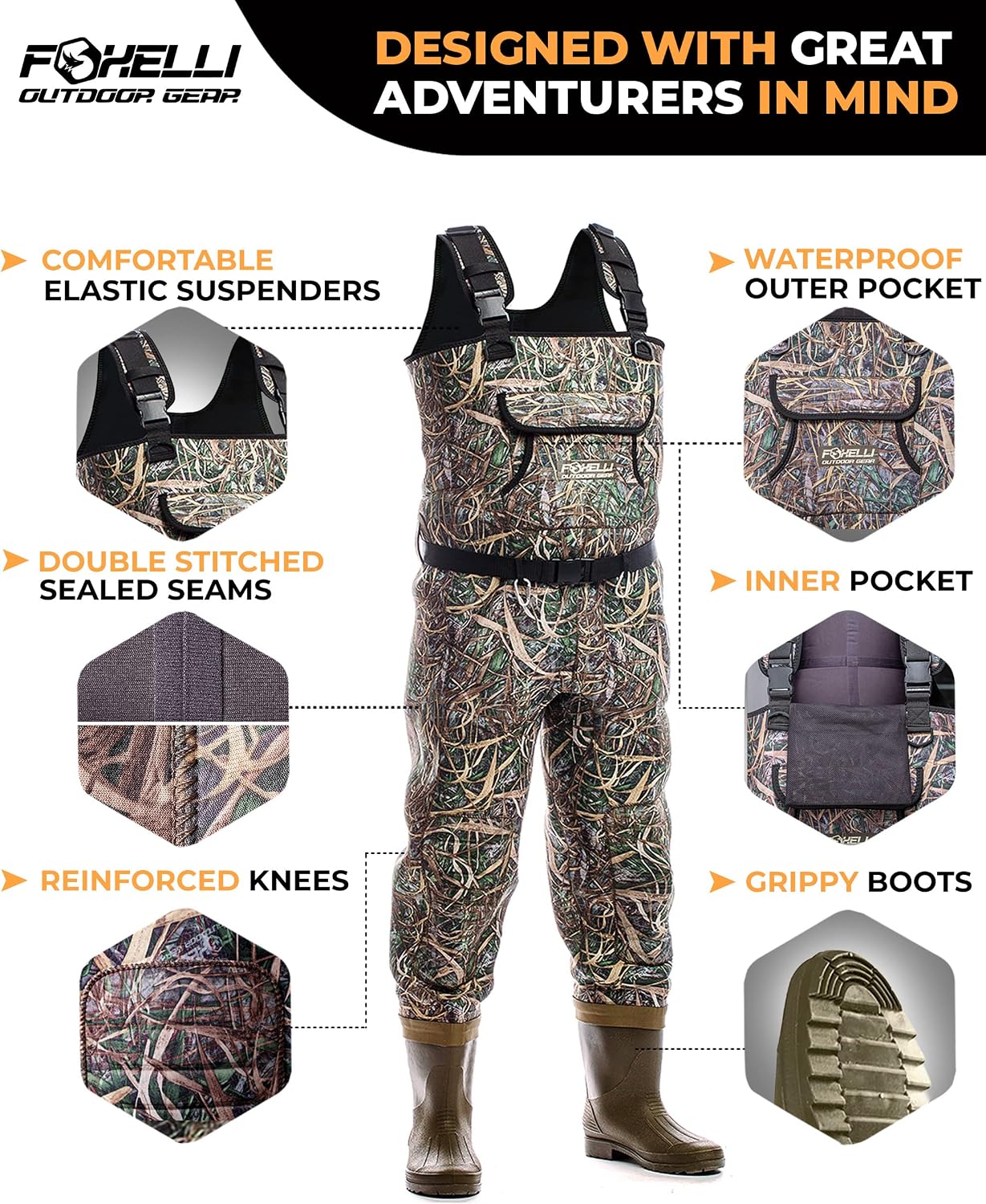 Detalle de Foxelli Chest Waders 4mm Neoprene