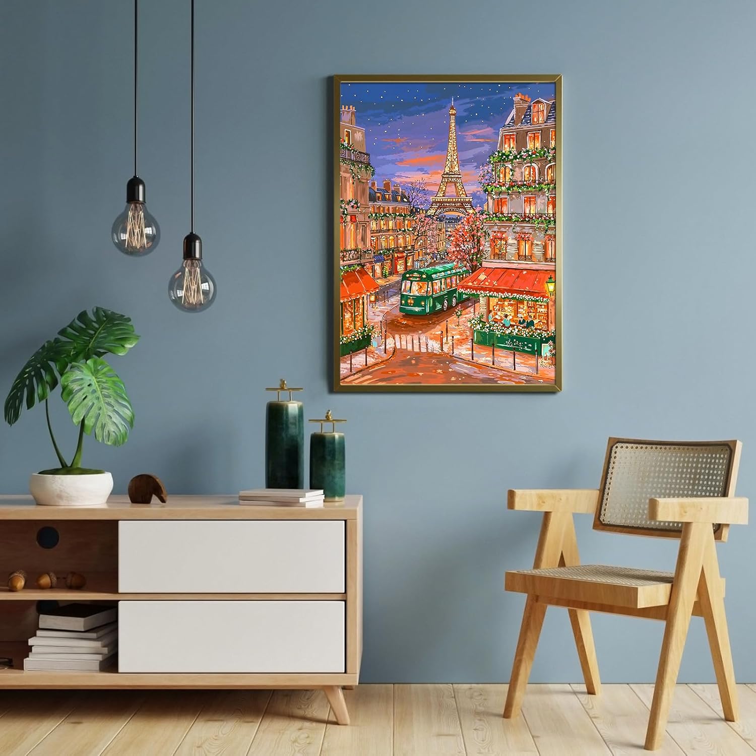 Detalle 2 de Paris Night 500 Piece Jigsaw Puzzle for Adults: Parisian Street with Eiffel Tower