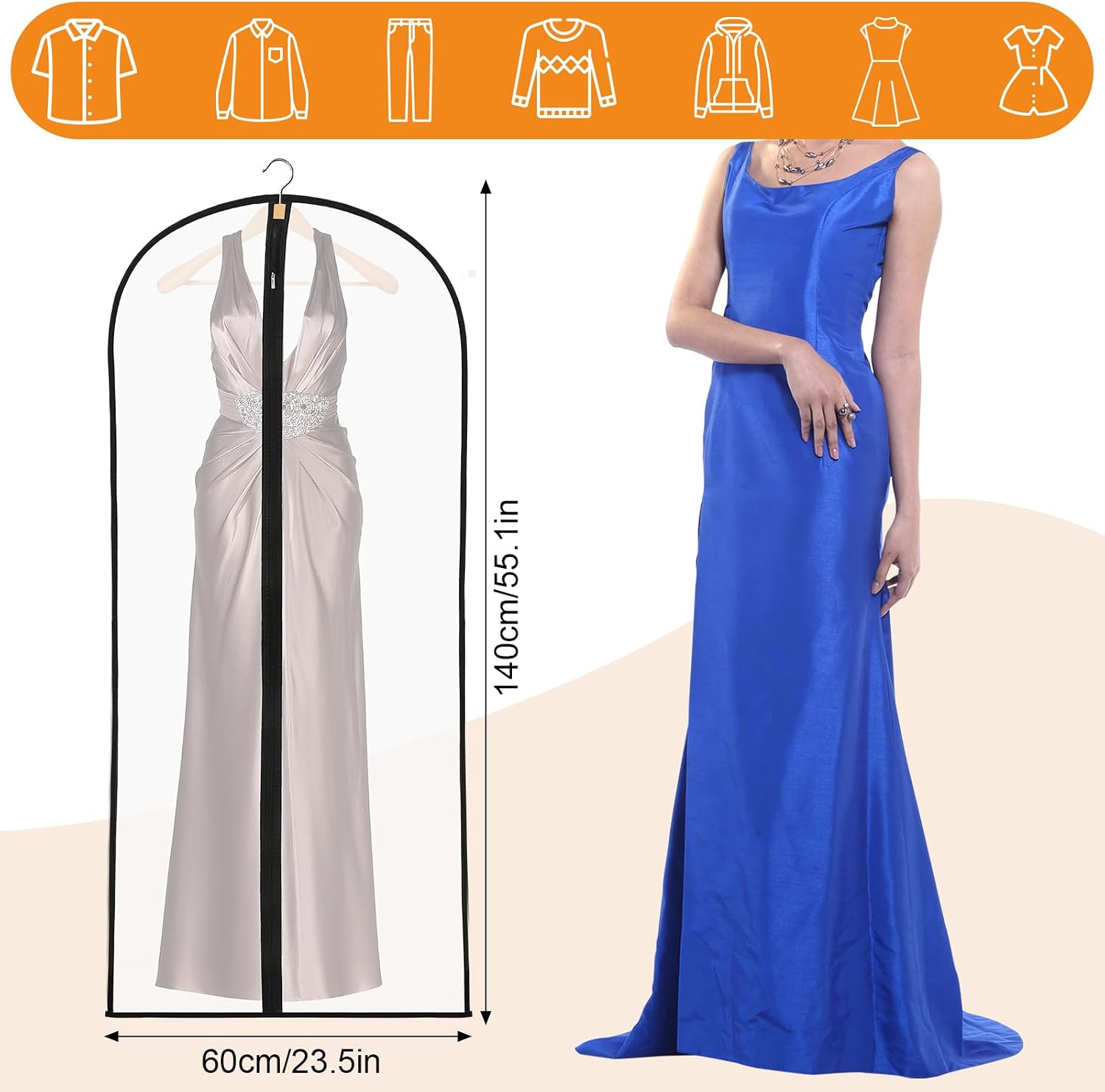Thumbnail 1 de Dress Bags Covers Long 60x140 cm 6 Pack