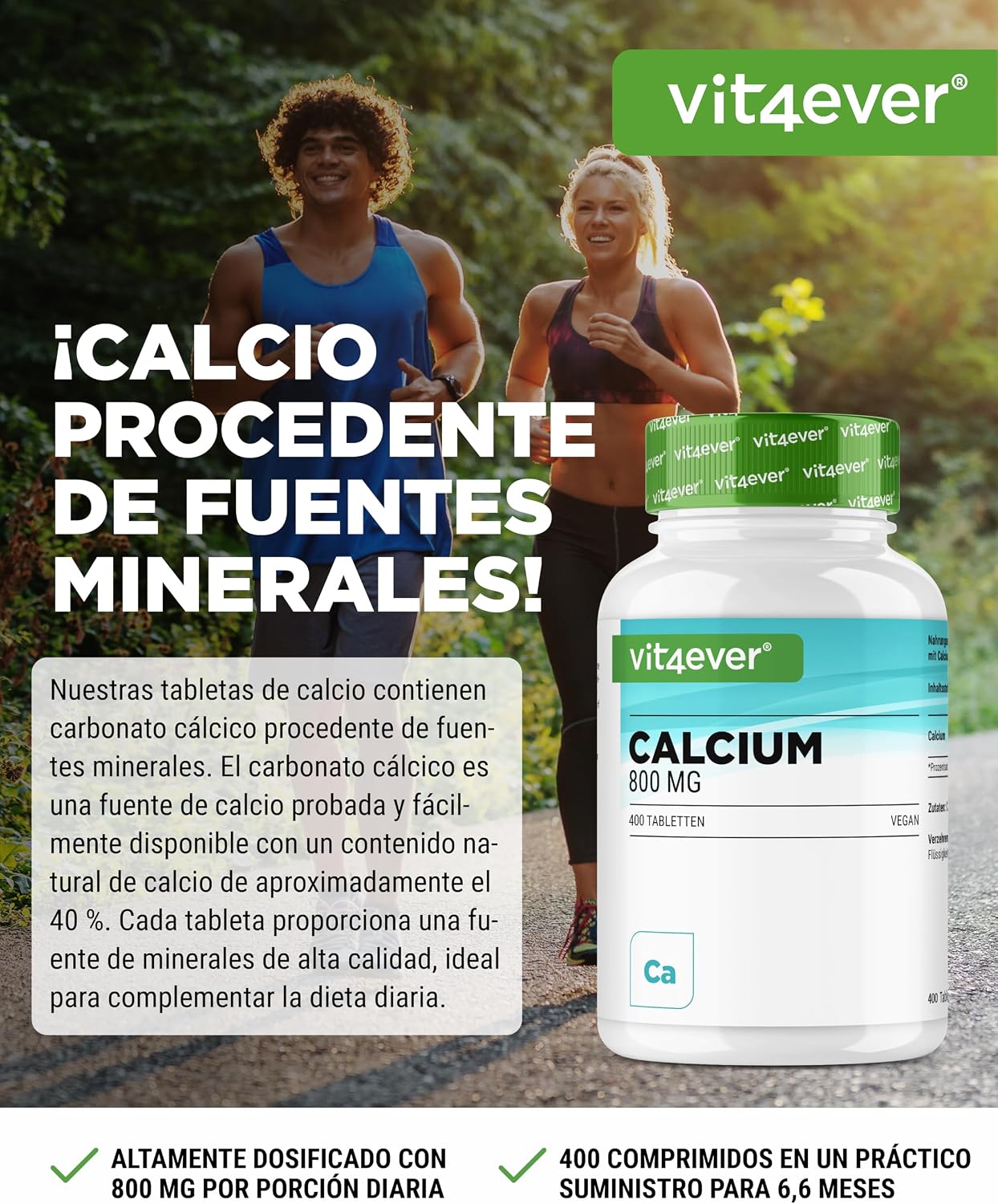 Detalle 2 de vit4ever Calcio 800 mg — 400 comprimidos