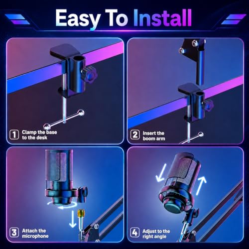 Thumbnail 7 de Anykuu Micro Gaming RGB 24 Bits/192 kHz USB Microphone Condensateur
