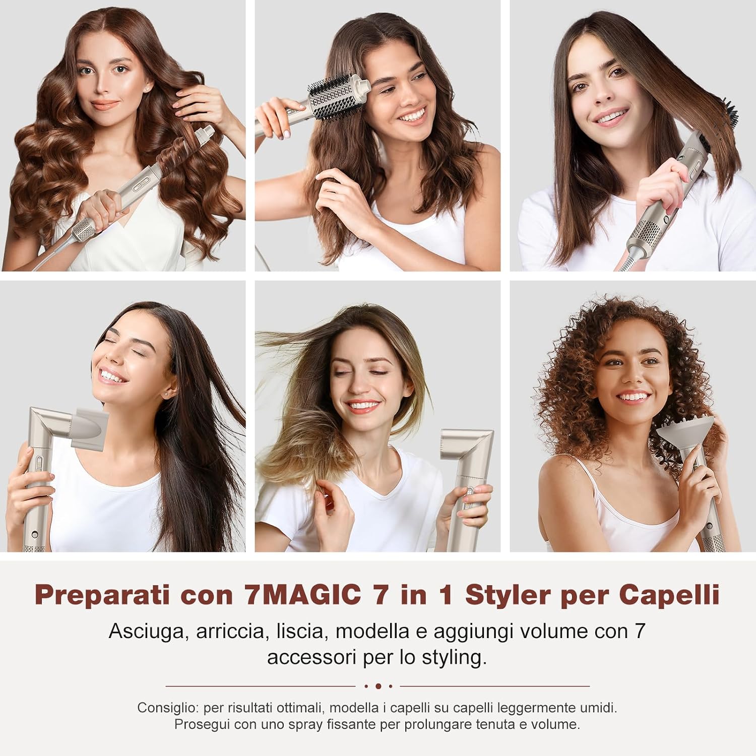 Thumbnail 1 de 7MAGIC Spazzola ad Aria Calda 7 in 1 da 1400W con Custodia da Viaggio
