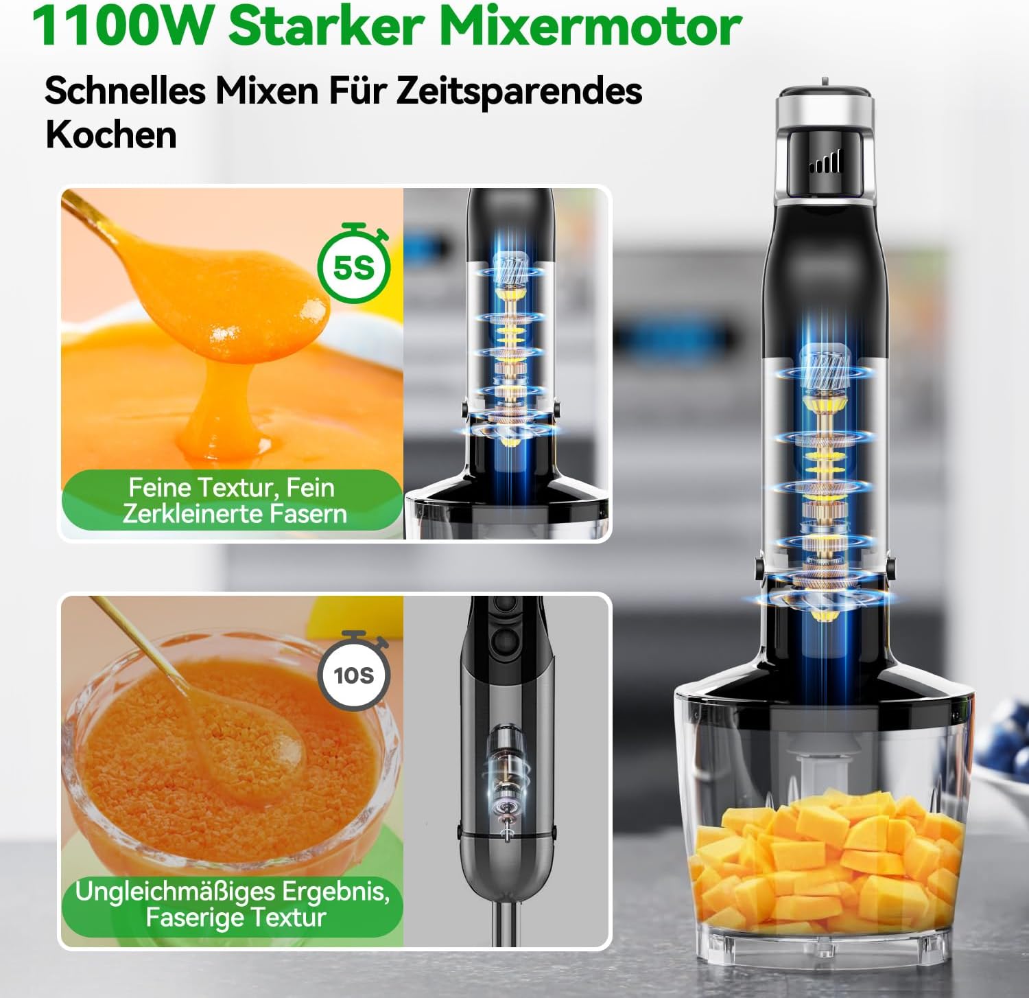 Detalle 2 de BESROY Stabmixer Set 5 in 1 1100 W