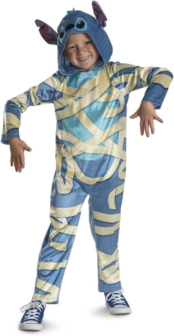 Detalle 2 de Disney Stitch-mummiekostuum voor kinderen, blauw met capuchon