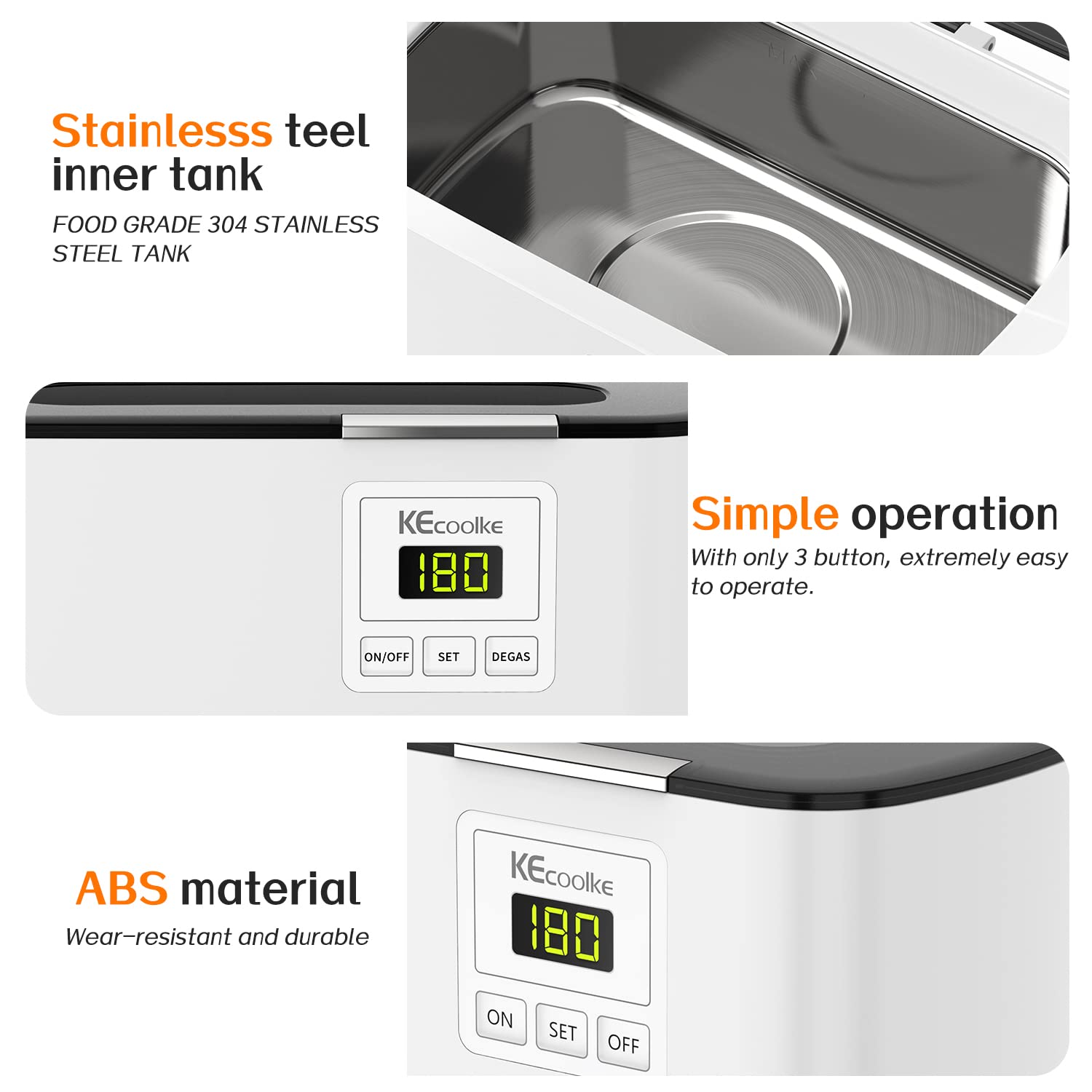 Thumbnail 2 de KECOOLKE Ultrasonic Cleaner 600ml – for Jewellery, Glasses and More