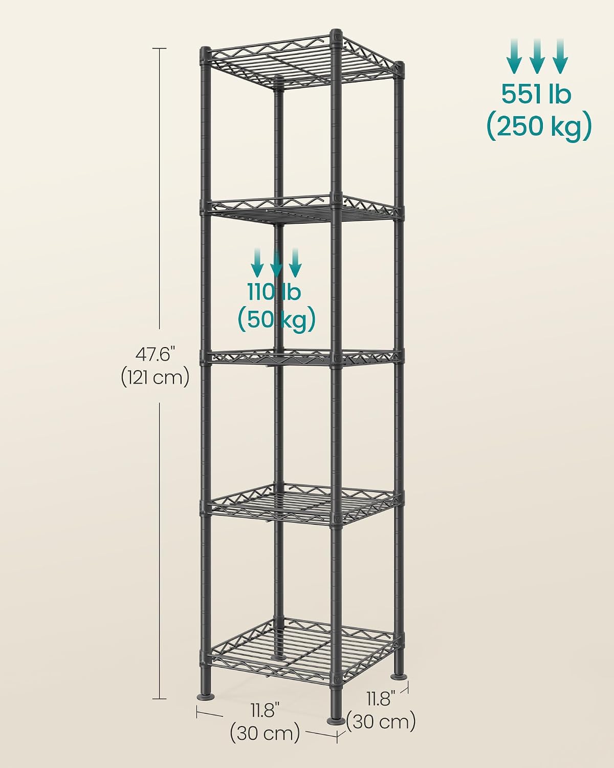 Thumbnail 1 de SONGMICS Dalten Collection LGR123BH01 5-Tier Metal Shelving Unit, Ink Black