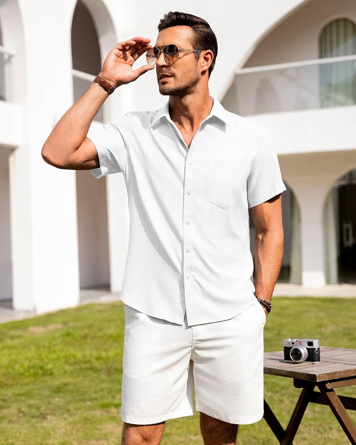 Detalle de siliteelon Leinenhemd Herren Kurzarm Regular Fit – Sommerliches Leinen-Top mit Komfort