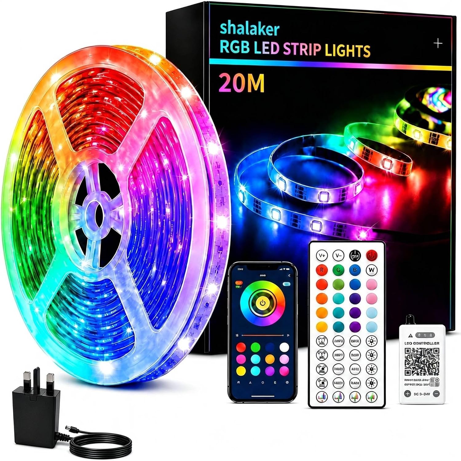 Detalle de shalaker 20M RGB LED Strip Lights with Bluetooth App & Remote