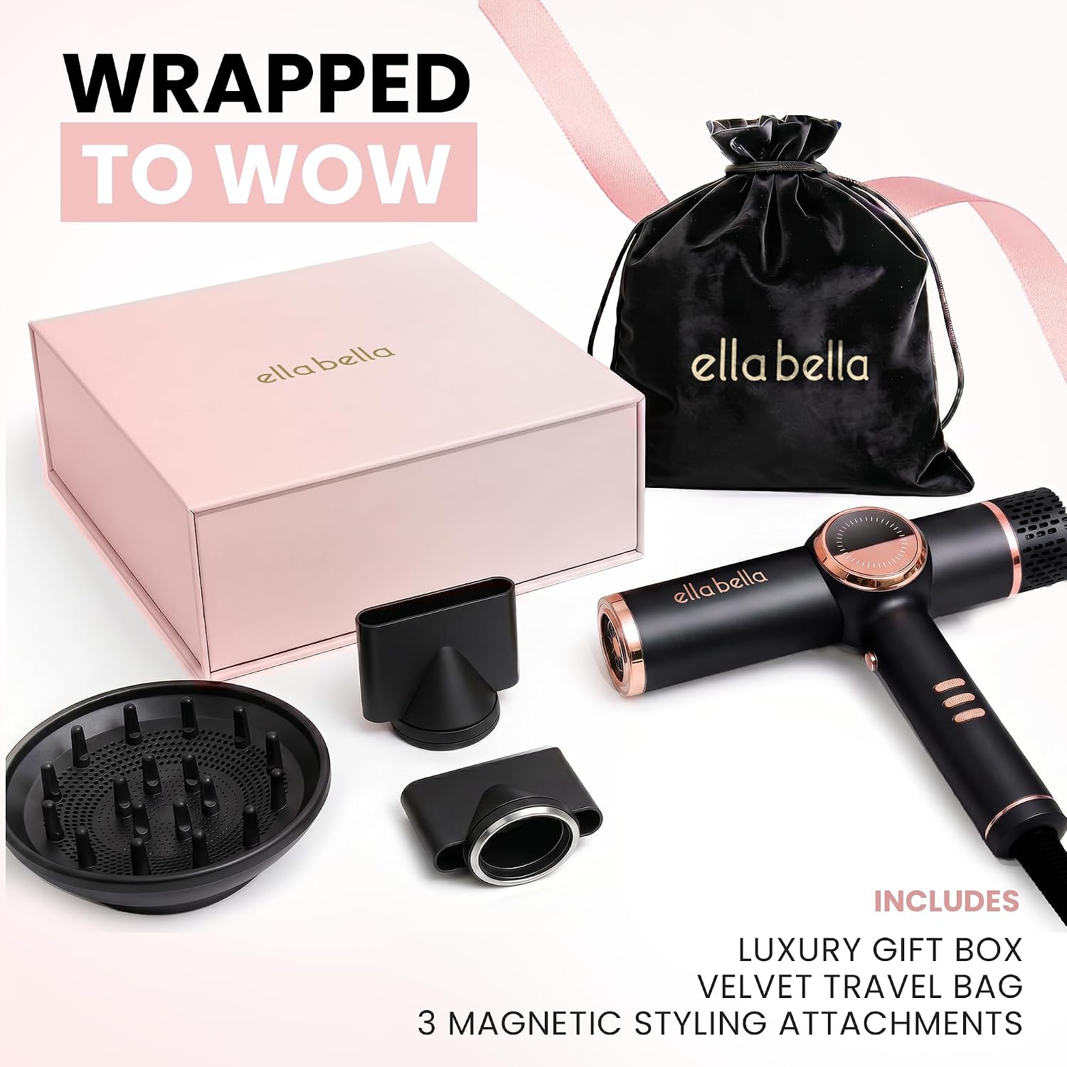 Detalle de ELLA BELLA KR-F07 Ionic Hair Dryer with Diffuser and Magnetic Nozzles