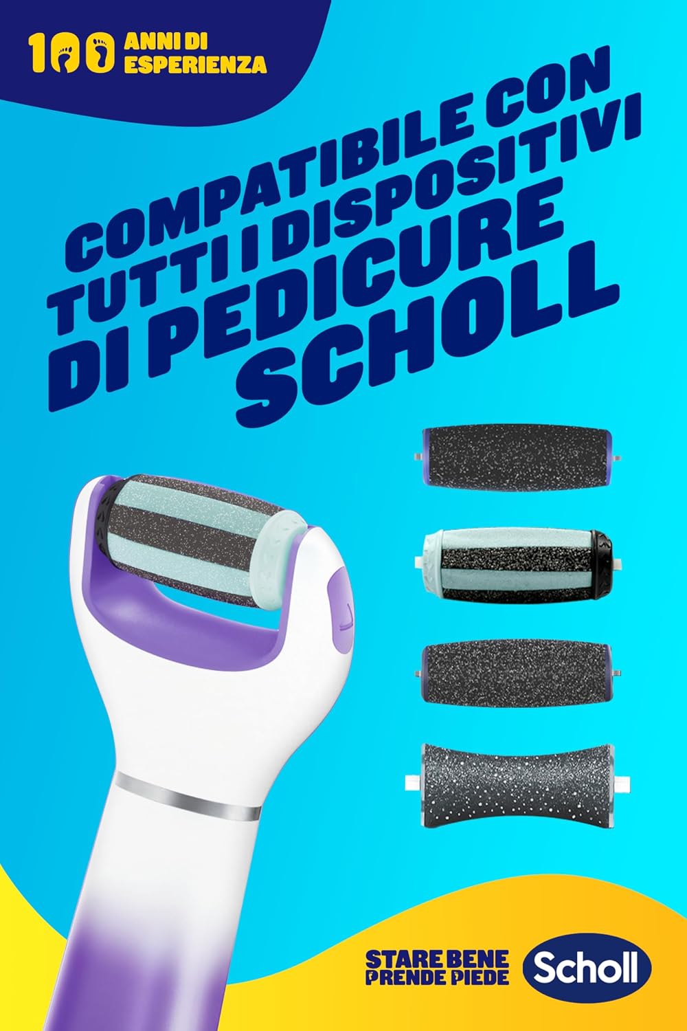 Detalle de Scholl 2in1 Leviga e Ammorbidisce Limited Edition – Pedicure Elettrico per Piedi e Talloni, Kit Professionale con 3 Testine