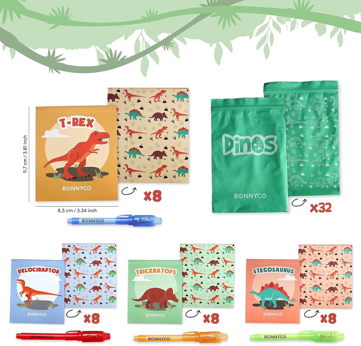 Detalle 1 de BONNYCO Top Secret Pack – 32 zestawy imprezowe z długopisem UV i notesem