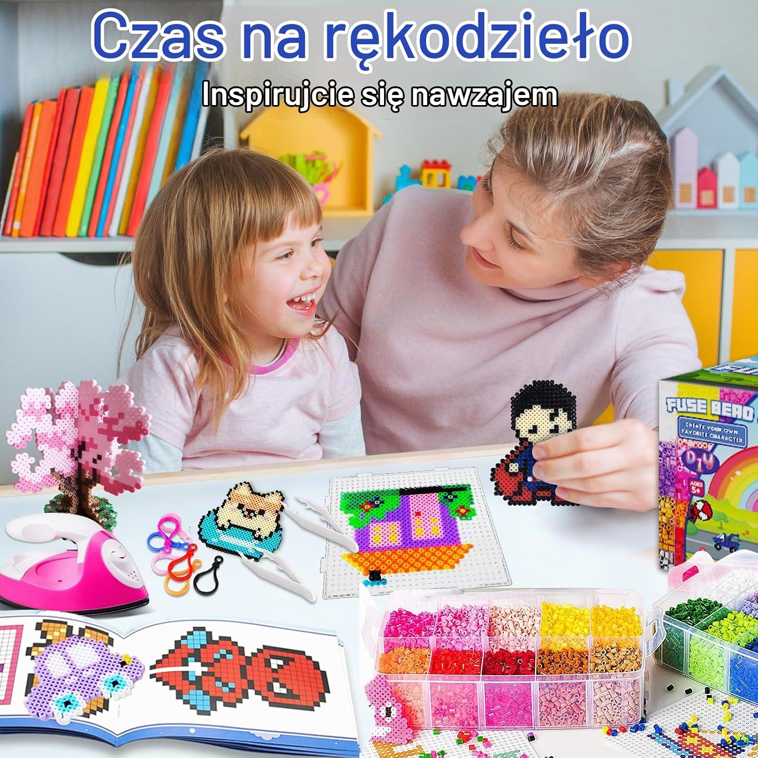 Detalle de FunzBo FZB-59134 – koraliki do prasowania, 23 000 sztuk i 106 szablonów