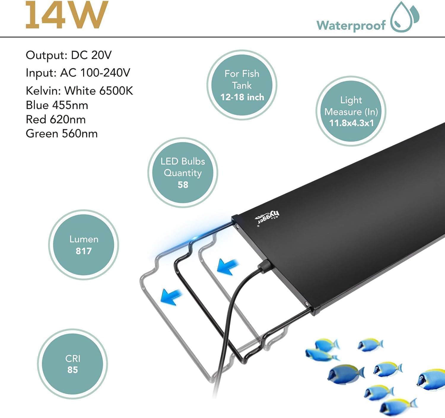Thumbnail 4 de hygger 14W Aquarium Light with Adjustable Timer and 7 Colors