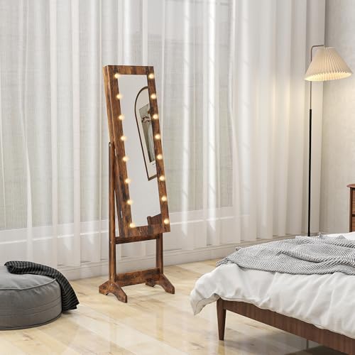 Thumbnail 7 de HOMCOM Specchio Portagioie con Luce LED – 36x30x136 cm, Marrone Rustico