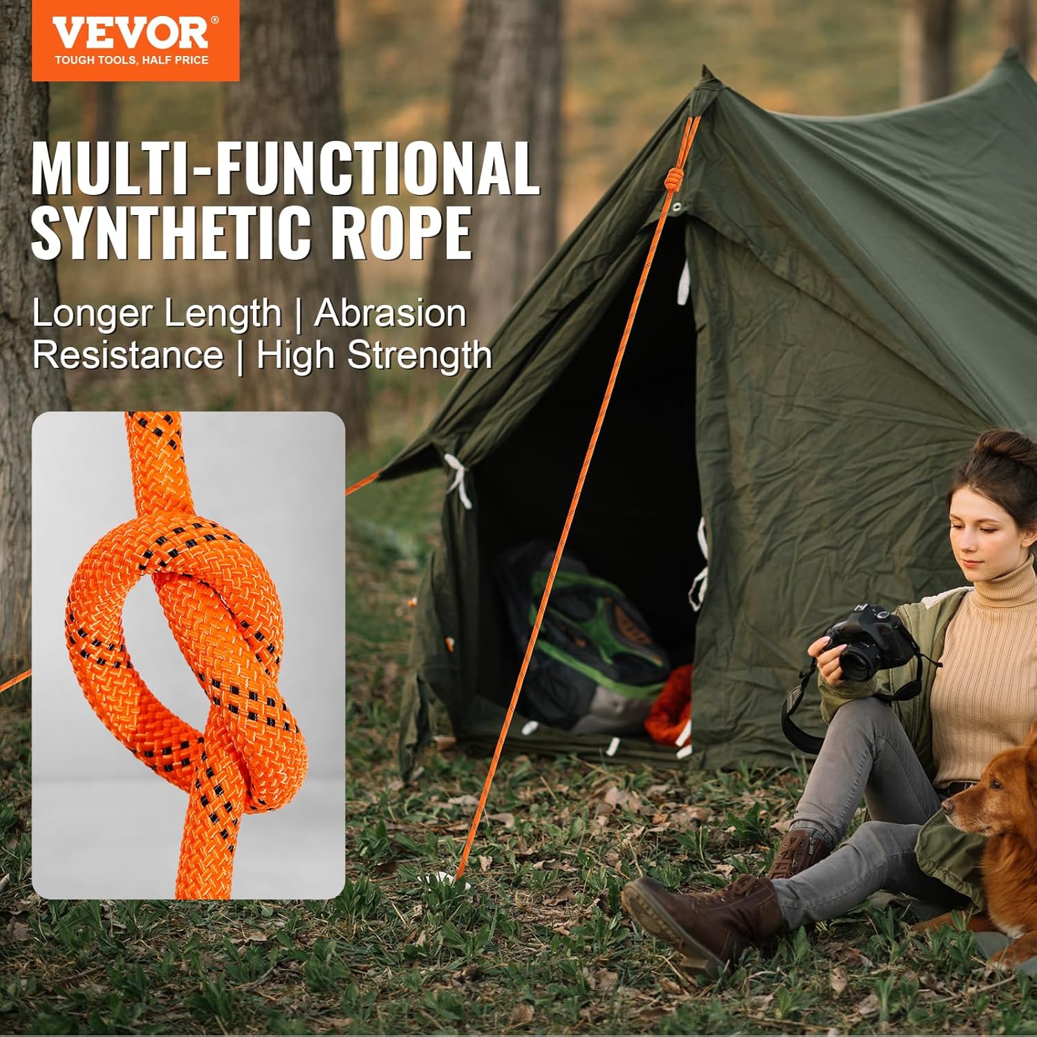 Thumbnail 1 de VEVOR 1/2 in Double Braided Polyester Rope