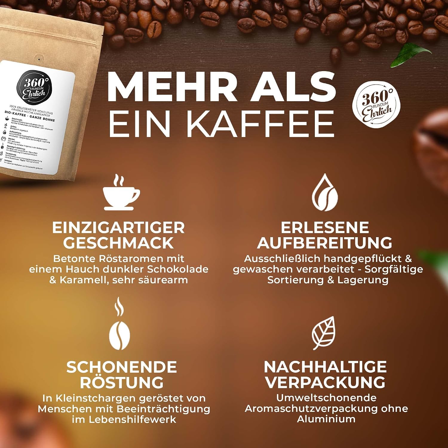 Thumbnail 4 de Premium Bio Kaffeebohnen 1000g Honduras Hochland Arabica