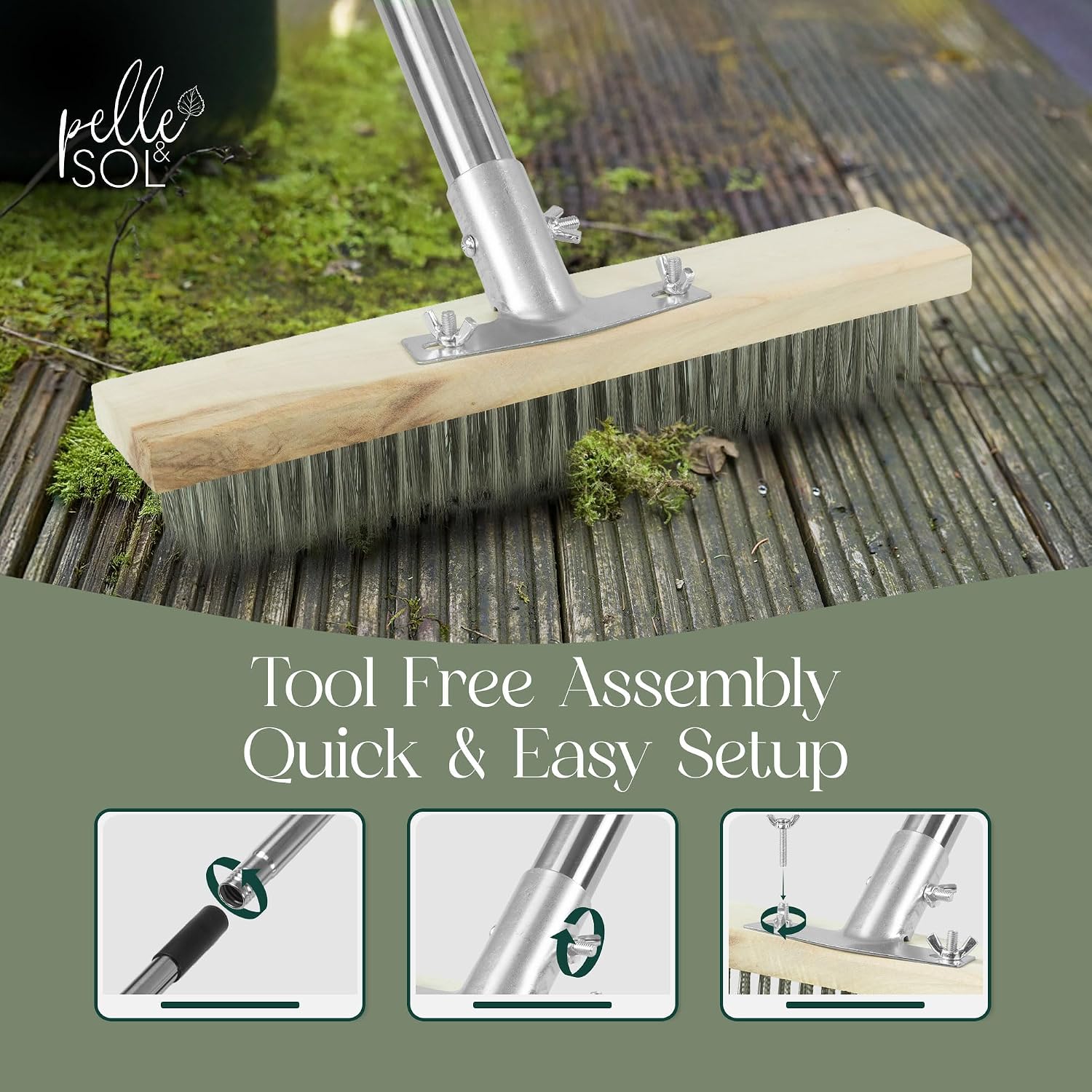 Thumbnail 6 de Pelle & Sol Heavy Duty Floor Scrubbing Brush – Telescopic Yard Brush for Outdoor Cleaning