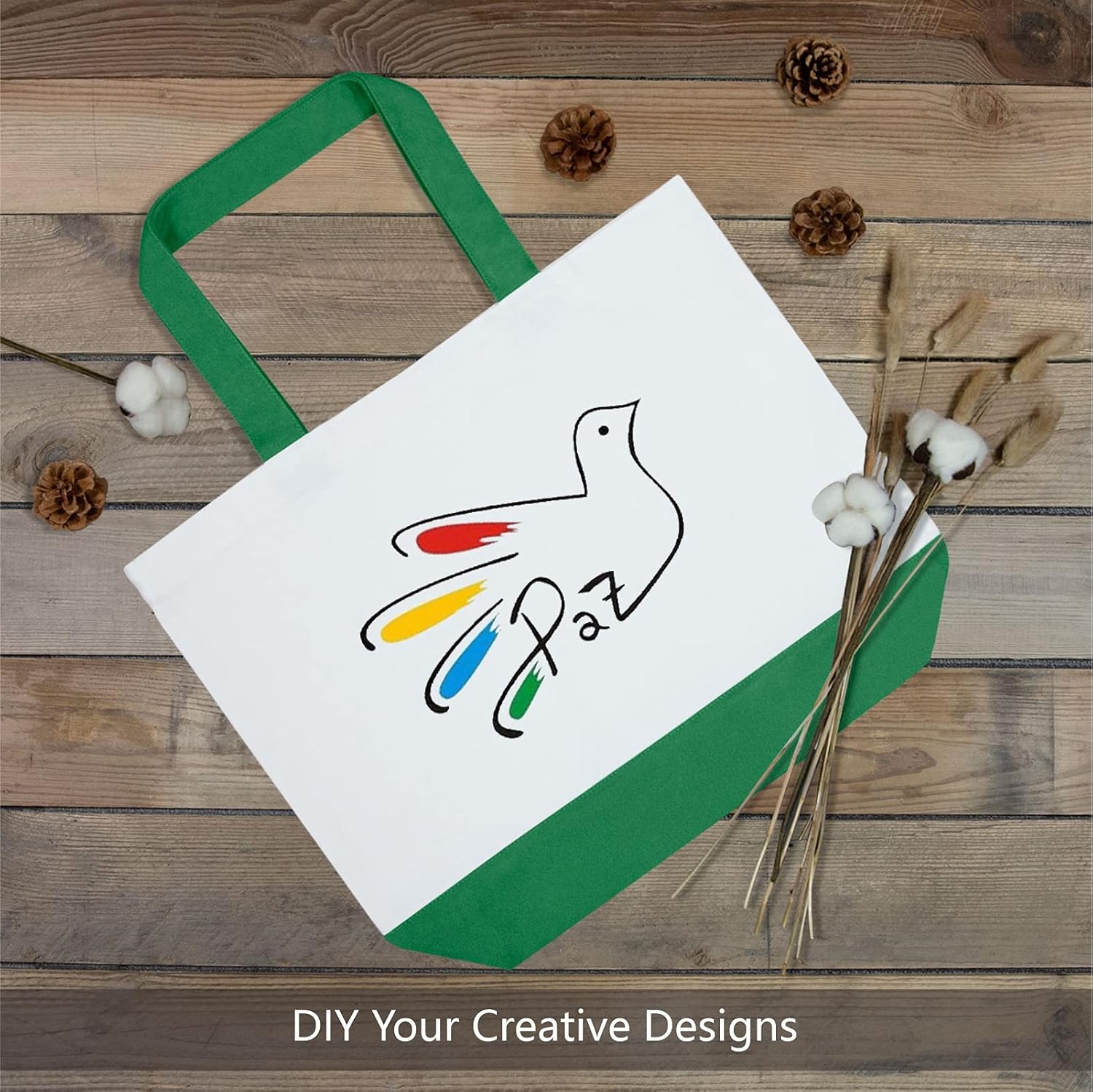 Thumbnail 2 de TOPDesign 1-Pack Super Strong Large 12oz Cotton Canvas Tote Bag (12oz canvas, two-tone handles)