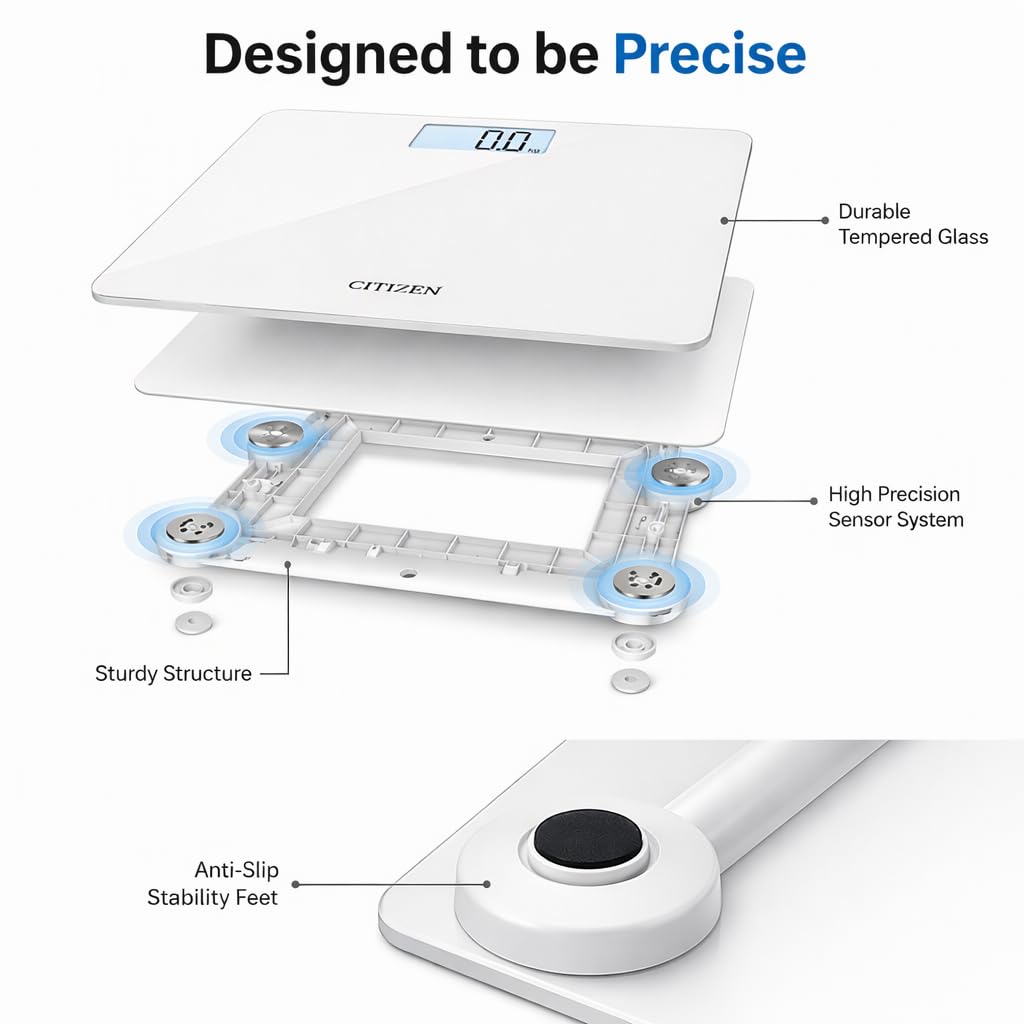 Detalle de Citizen Digital Bathroom Scales — Accurate 0.1 kg Home Weighing with Large Display