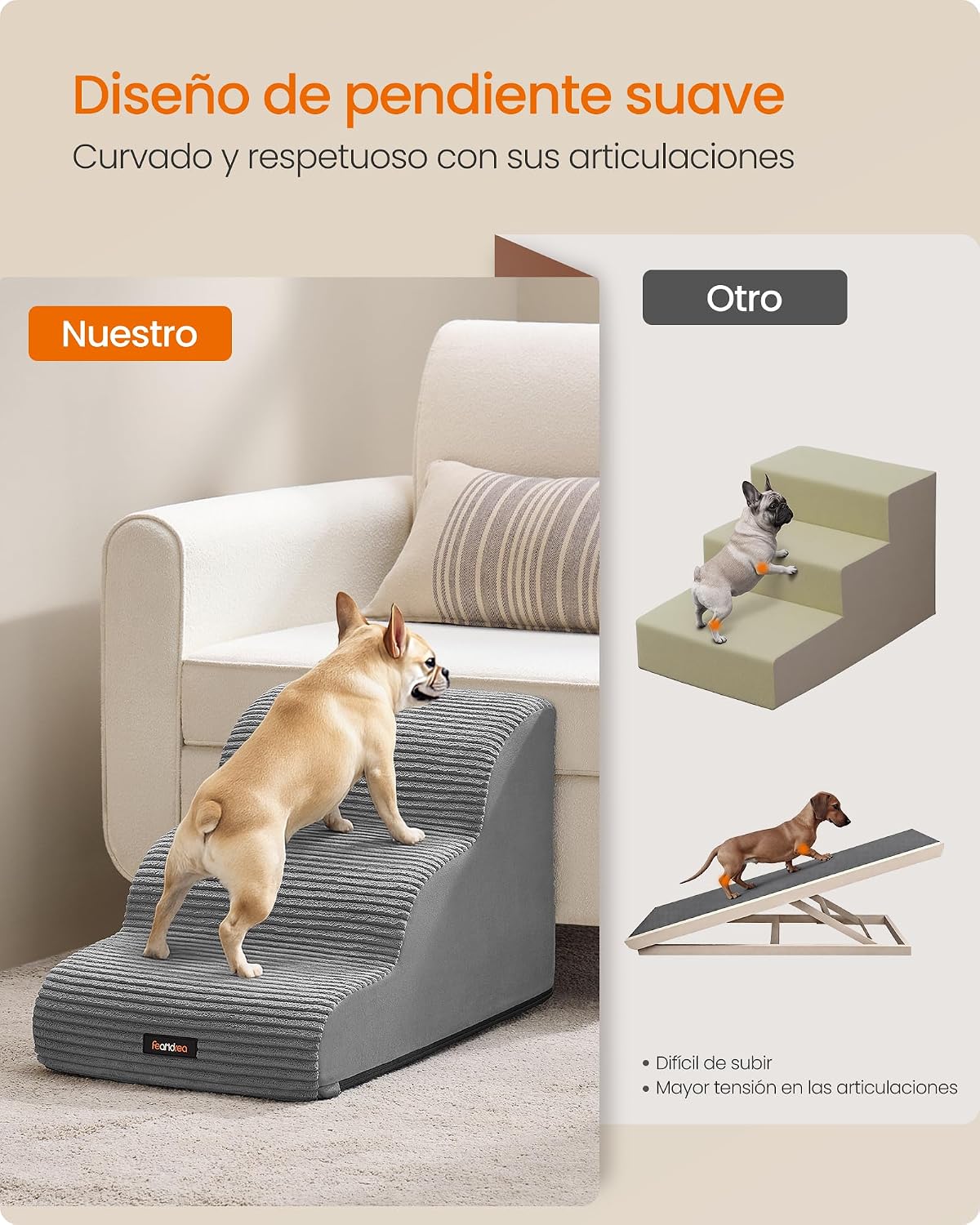 Thumbnail 2 de Feandrea Escalera para Perros de 3 Peldaños 43 cm