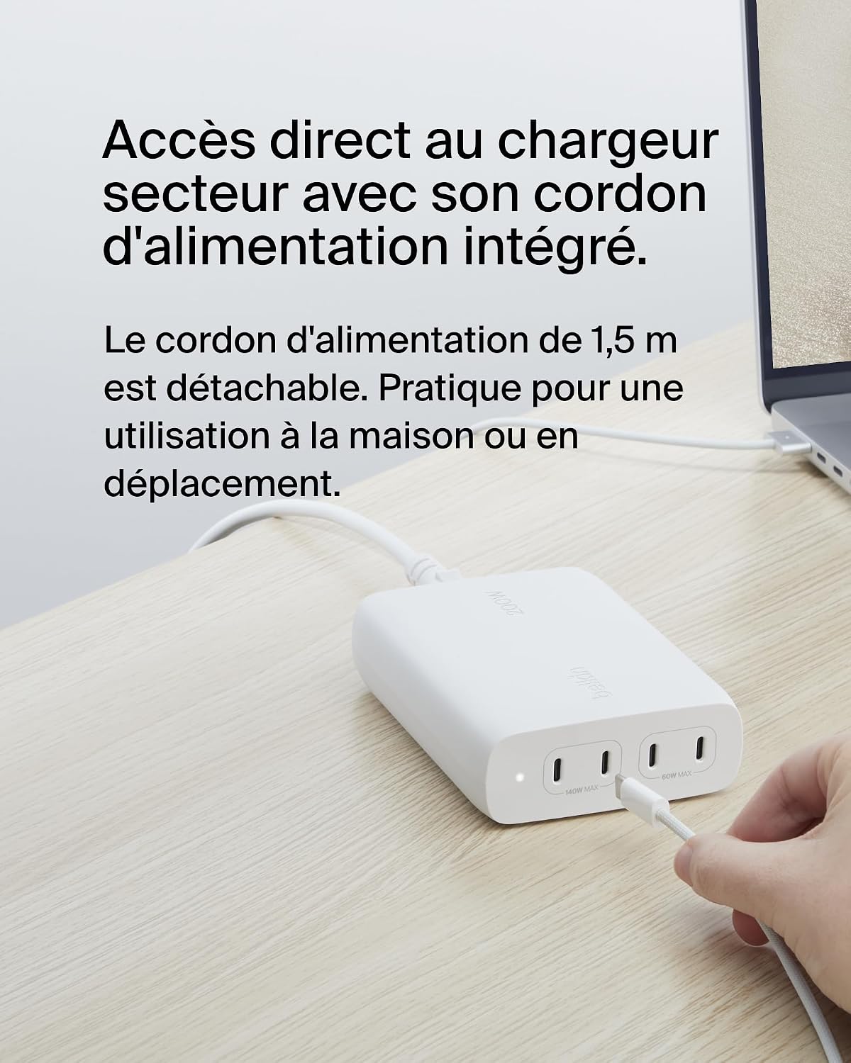 Detalle 2 de Belkin BoostCharge Pro chargeur GaN 200 W