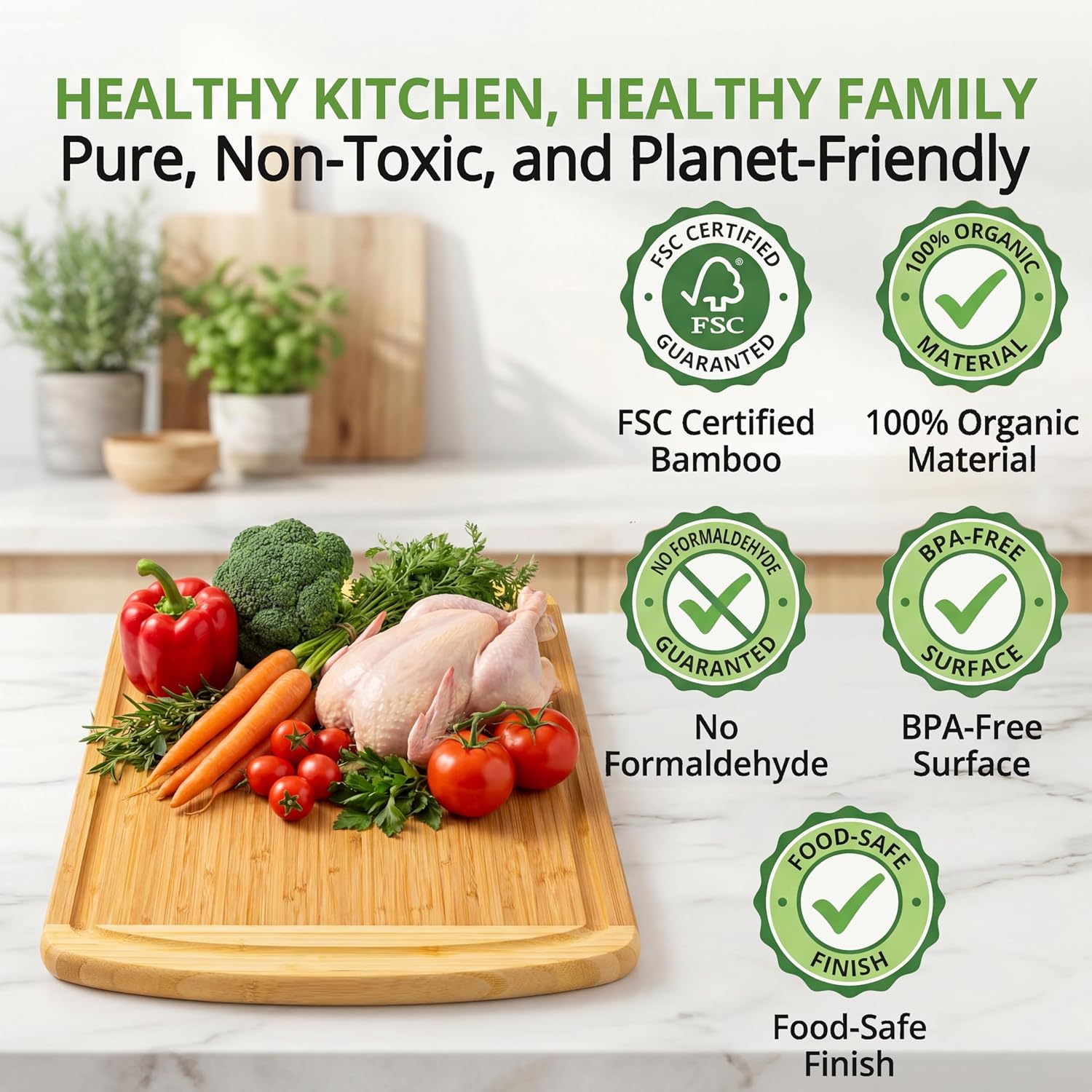 Thumbnail 2 de Greener Chef Organic 18 Inch Bamboo Cutting Board 🍽